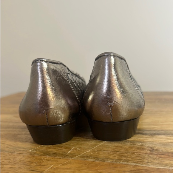 Amalfi Vintage Woven Leather Metallic Flats Made in Italy - Pewter 8.5AAA - Picture 6 of 10